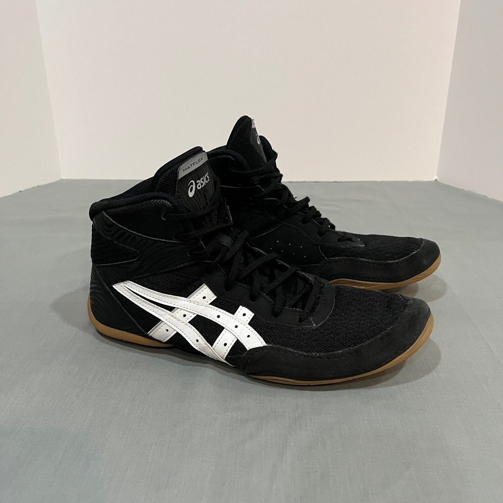 Asics Matflex 6 Wrestling Shoes Mens 9 Black White High Top Sneakers 1081A051